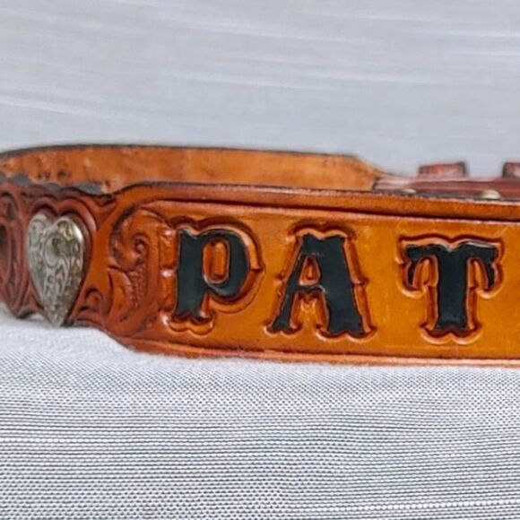 Silver Creek Collection Vintage Personalized Brown Tooled Leather Belt Womens 28 - Picture 7 of 11